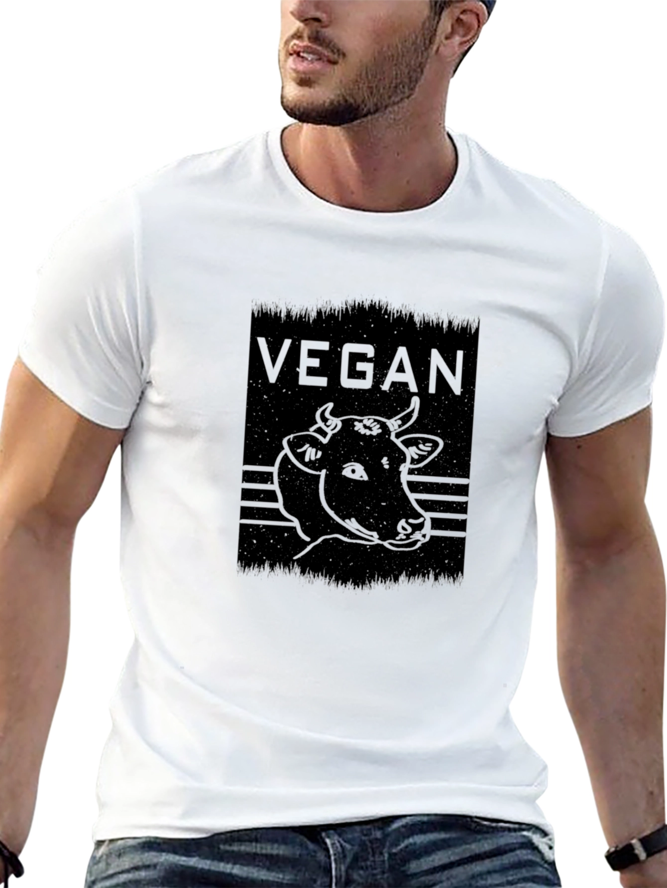 Vegan Cow Graphic Tee - Black