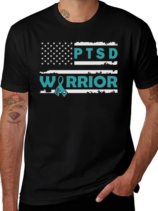 PTSD Warrior T-Shirt - American Flag Design