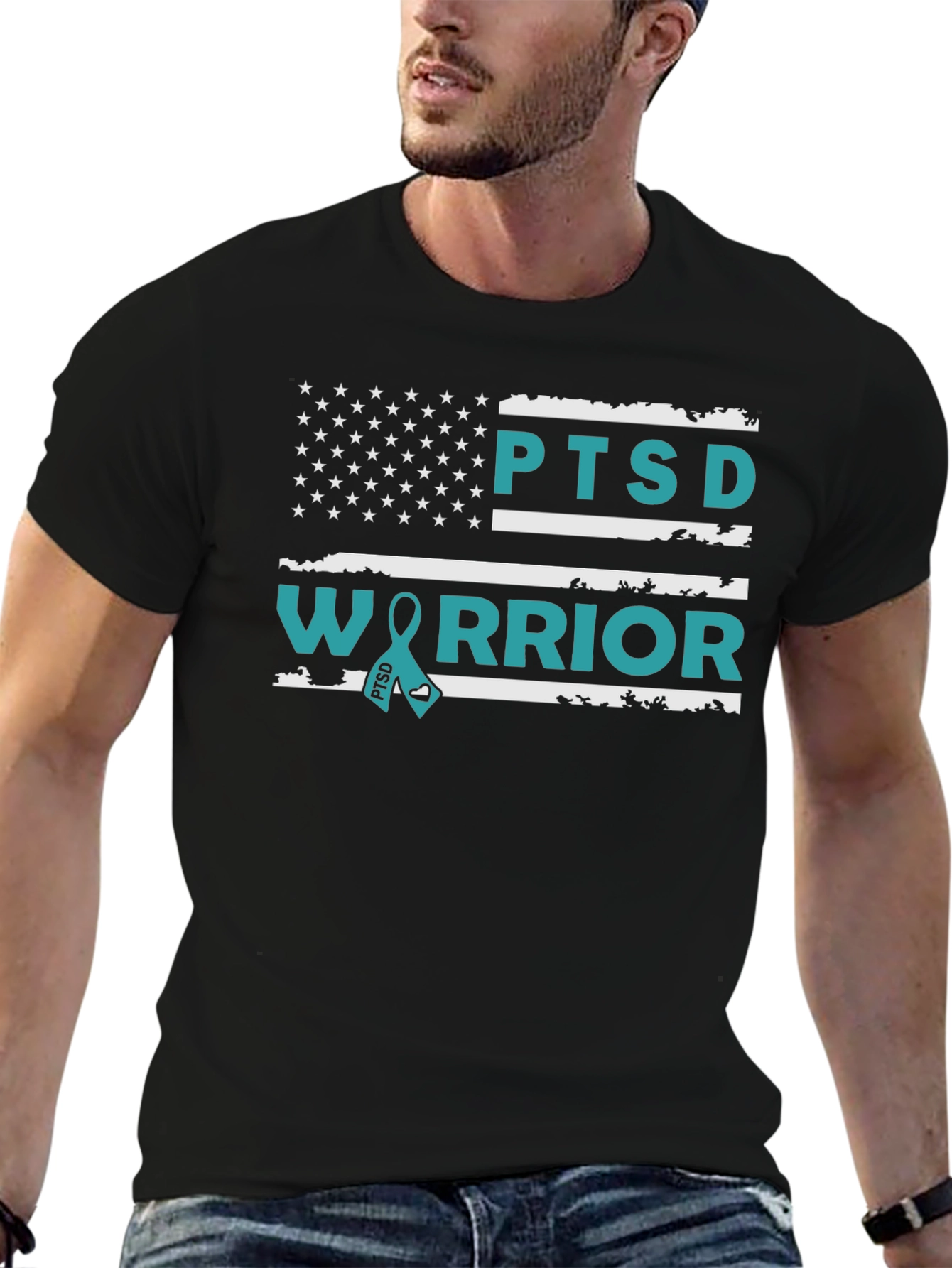 PTSD Warrior T-Shirt - American Flag Design