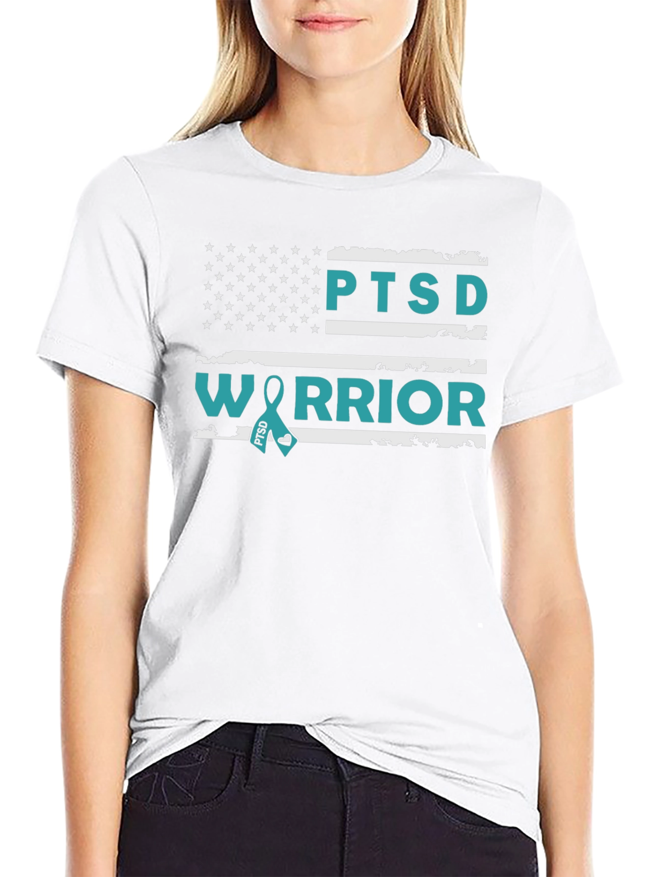 PTSD Warrior T-Shirt - American Flag Design
