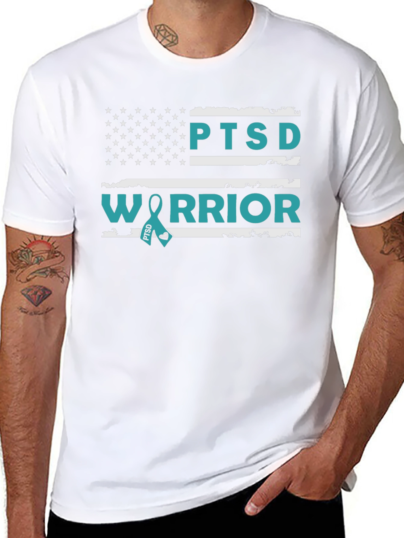 PTSD Warrior T-Shirt - American Flag Design