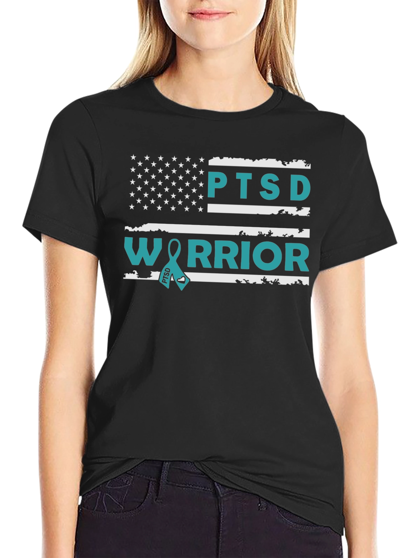 PTSD Warrior T-Shirt - American Flag Design