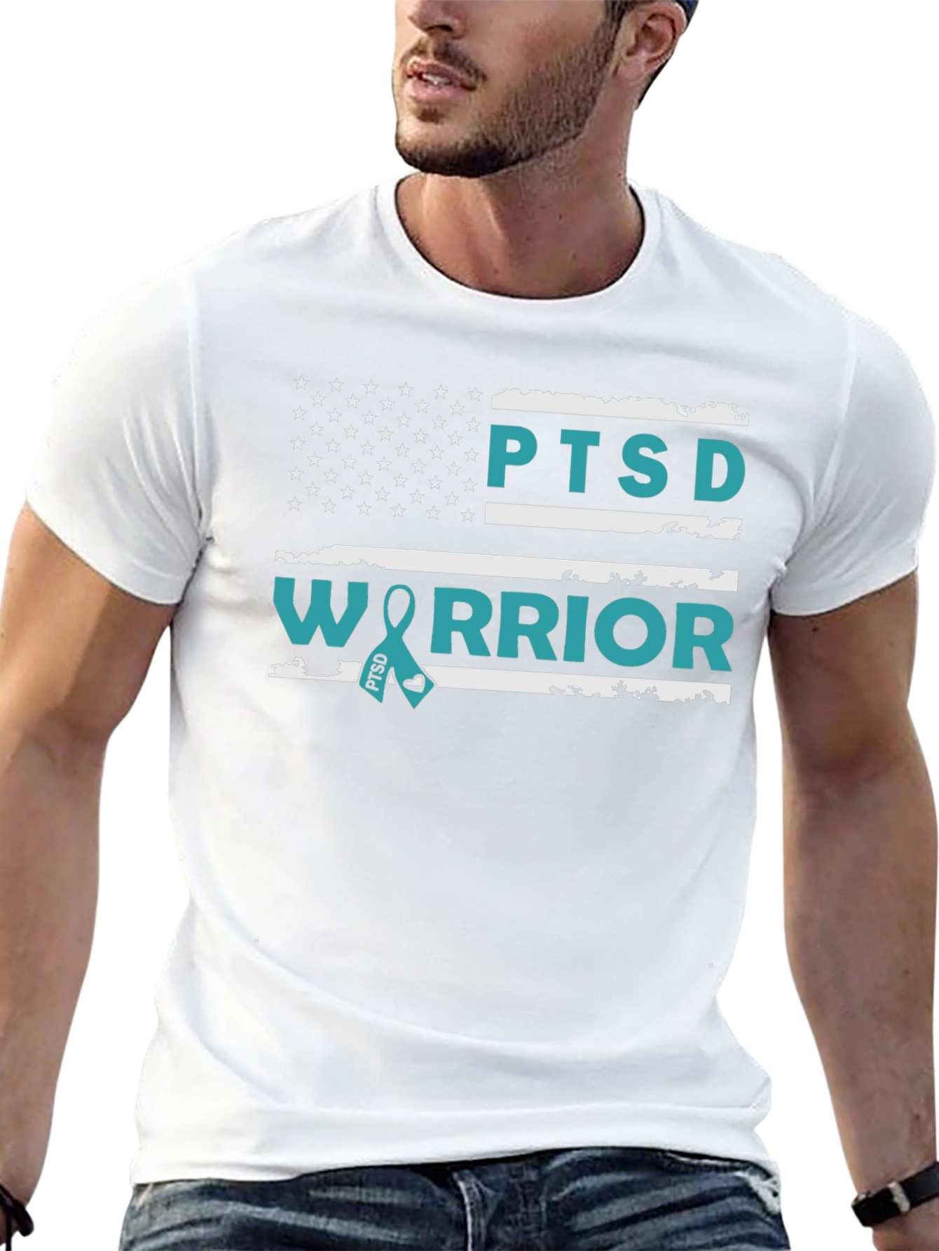 PTSD Warrior T-Shirt - American Flag Design