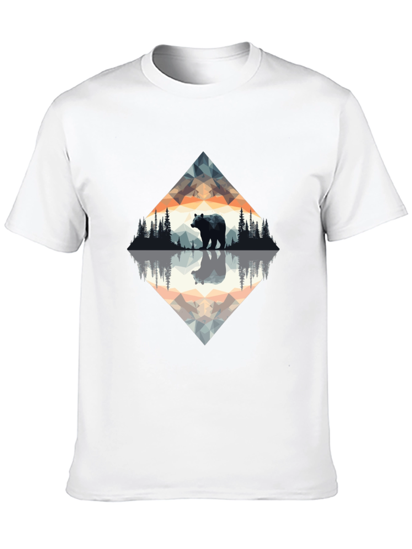 Geometric Bear Graphic Tee - Nature Inspired Design
