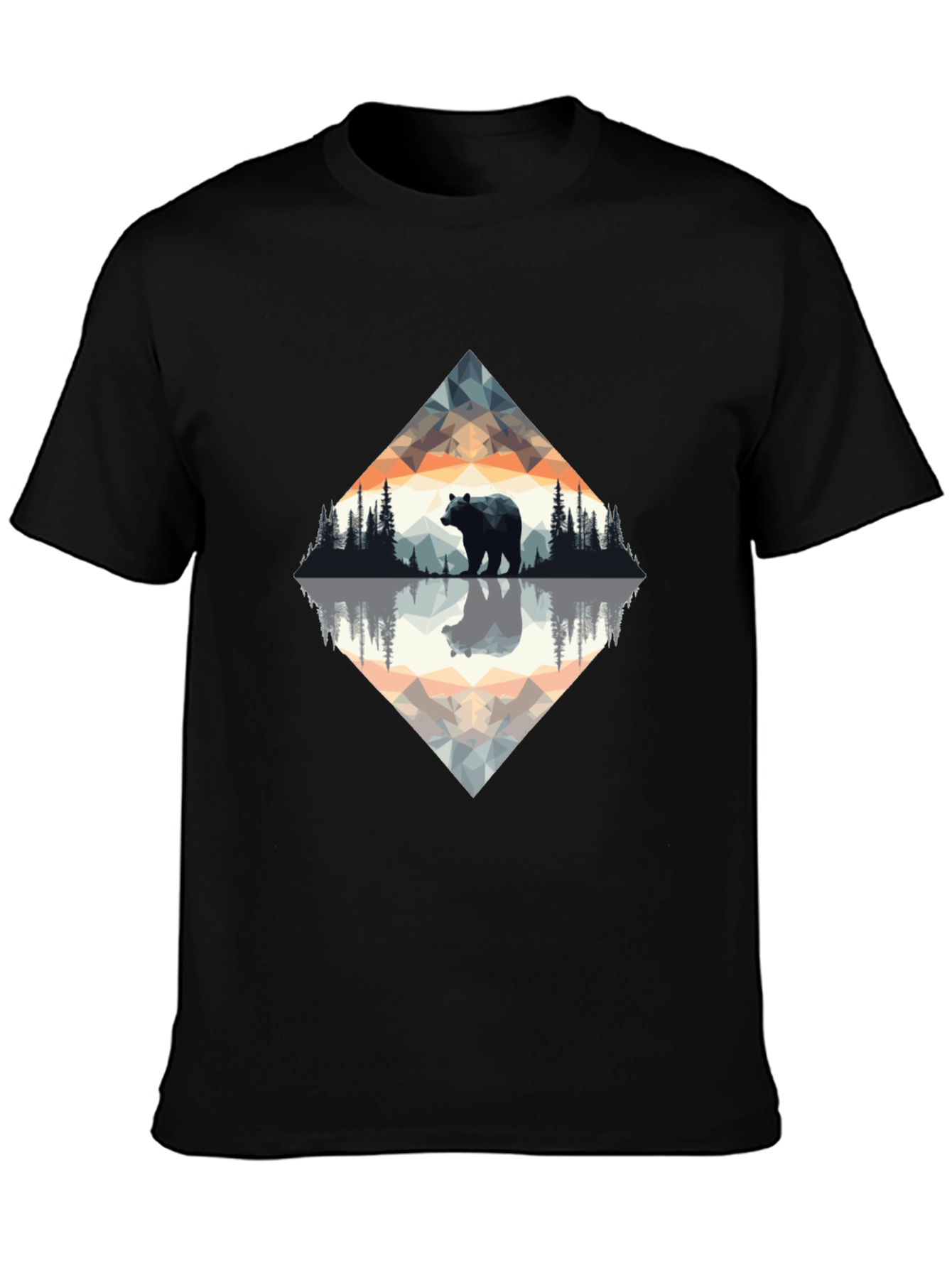 Geometric Bear Graphic Tee - Nature Inspired Design