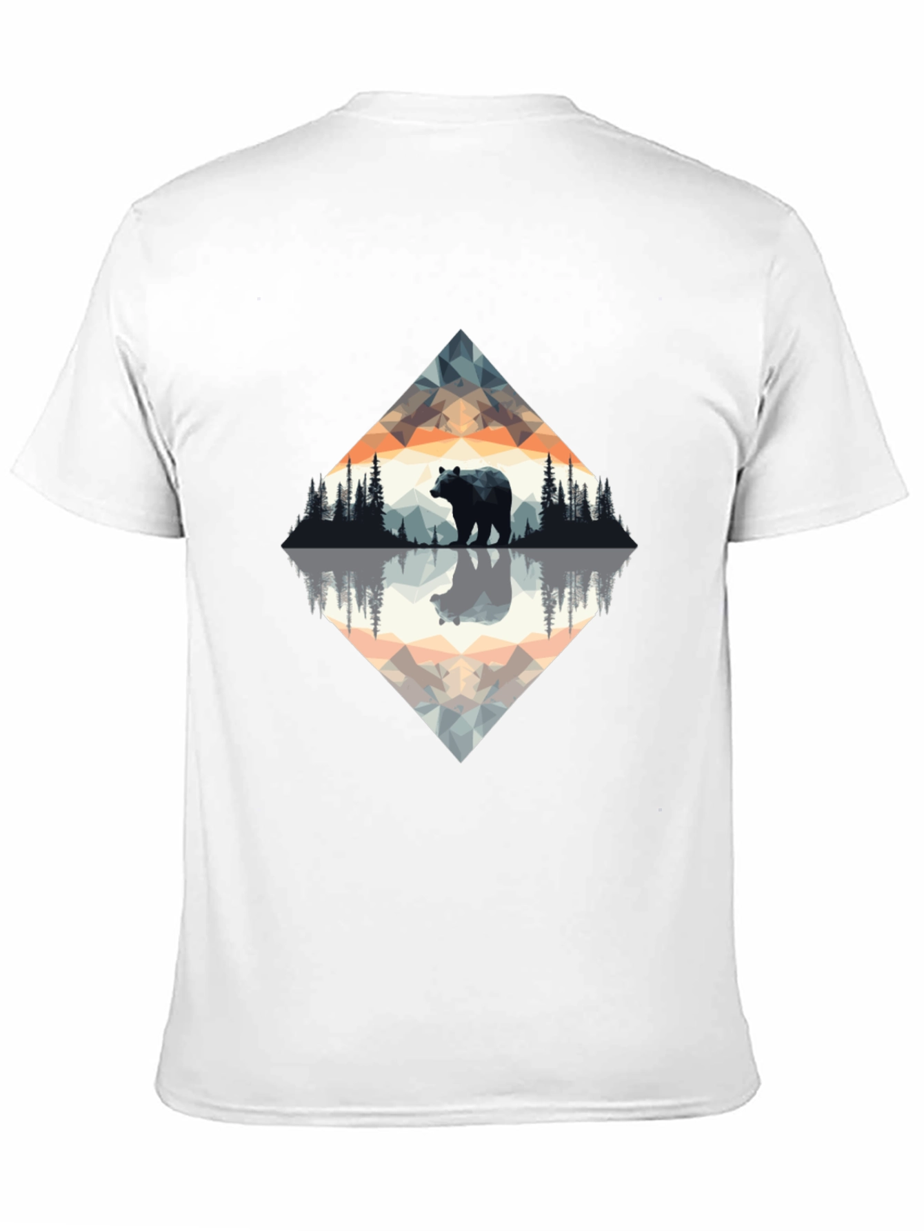 Geometric Bear Graphic Tee - Nature Inspired Design