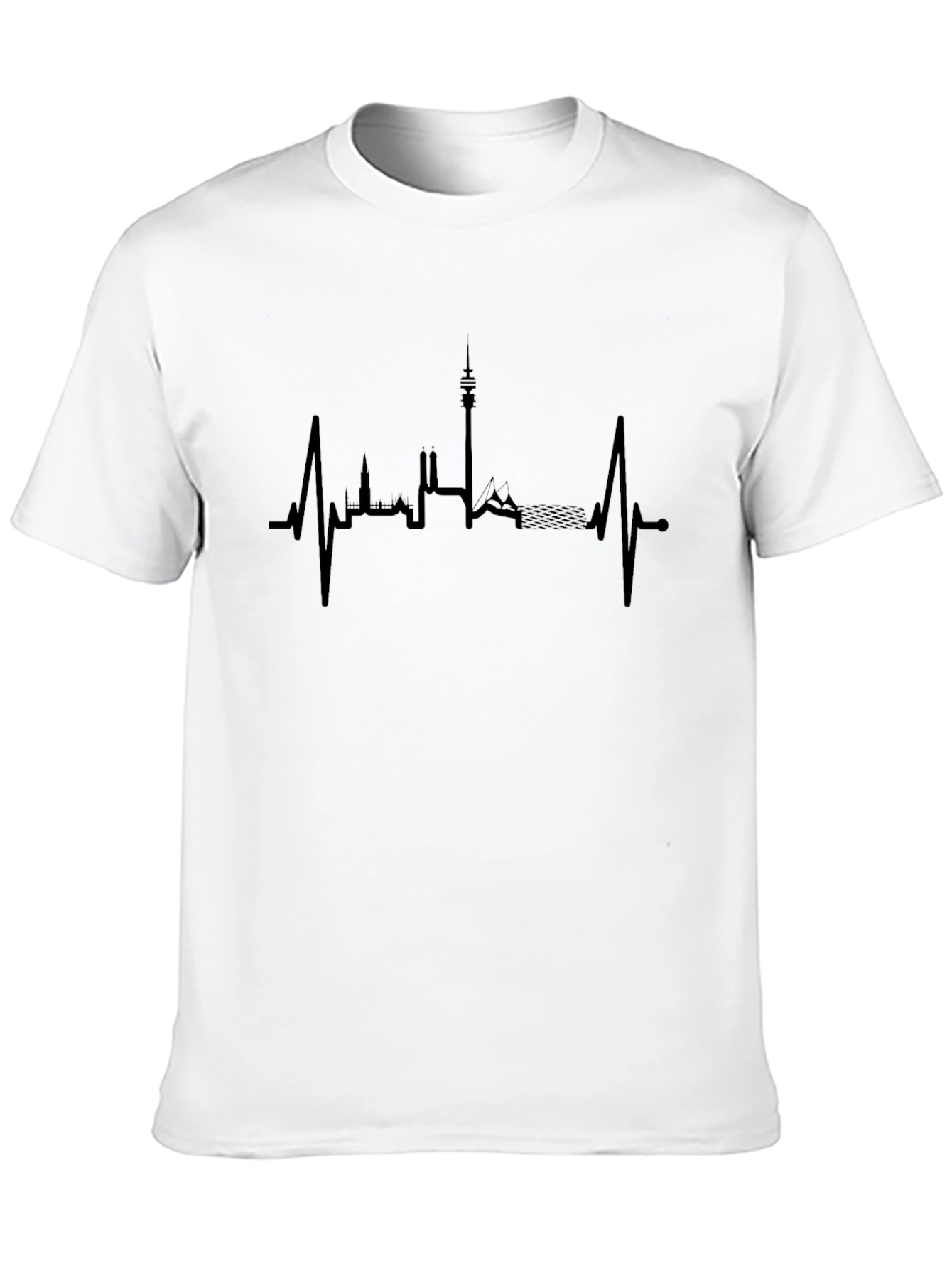 Munich Skyline Heartbeat Black T-Shirt