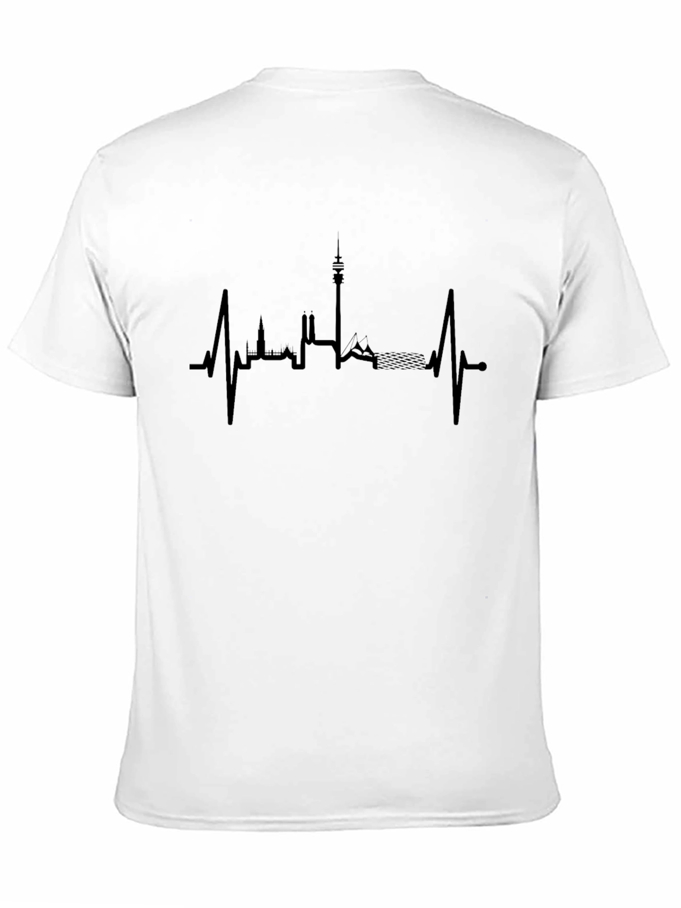 Munich Skyline Heartbeat Black T-Shirt