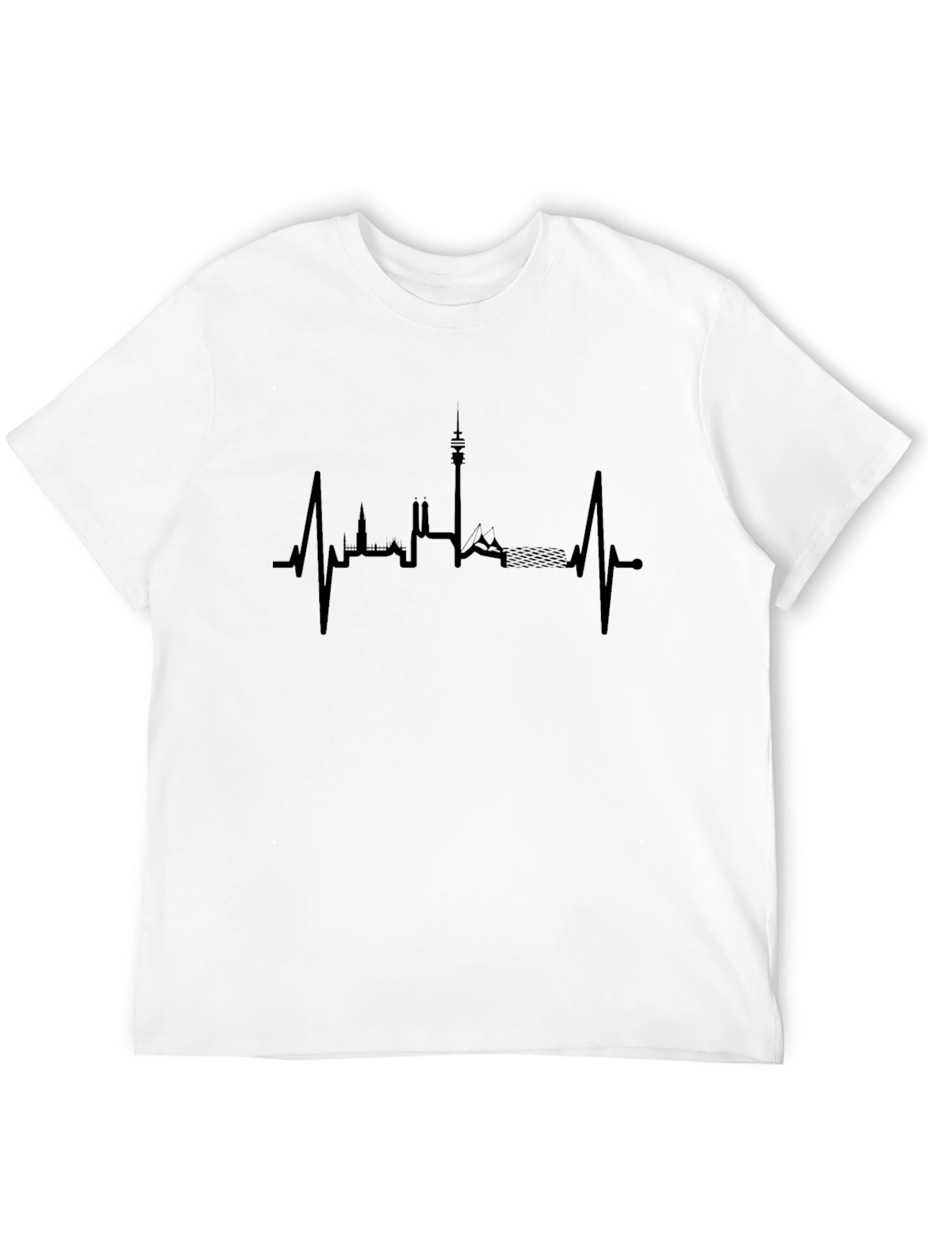Munich Skyline Heartbeat Black T-Shirt
