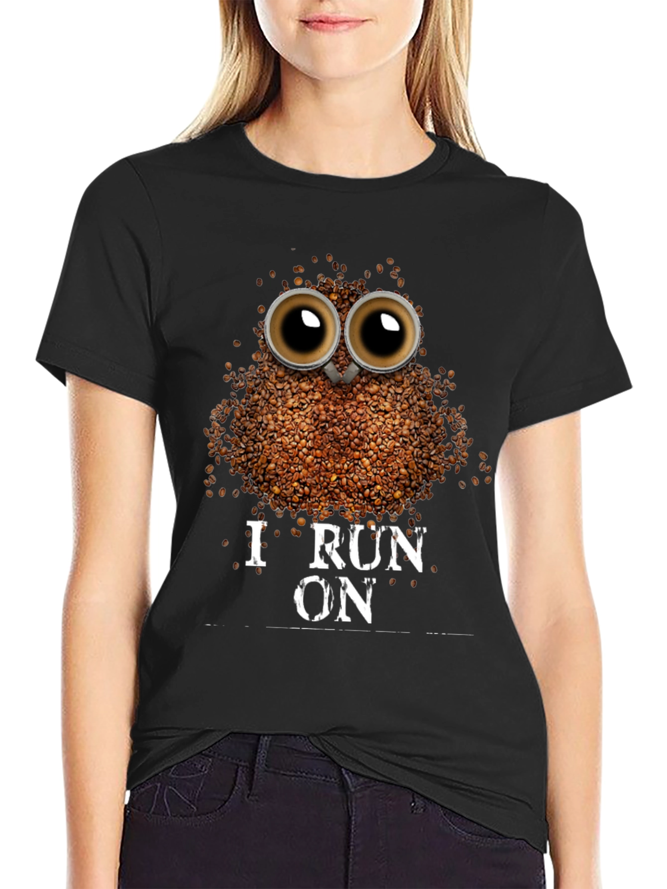 Coffee Bean Owl T-Shirt - I Run on Coffee