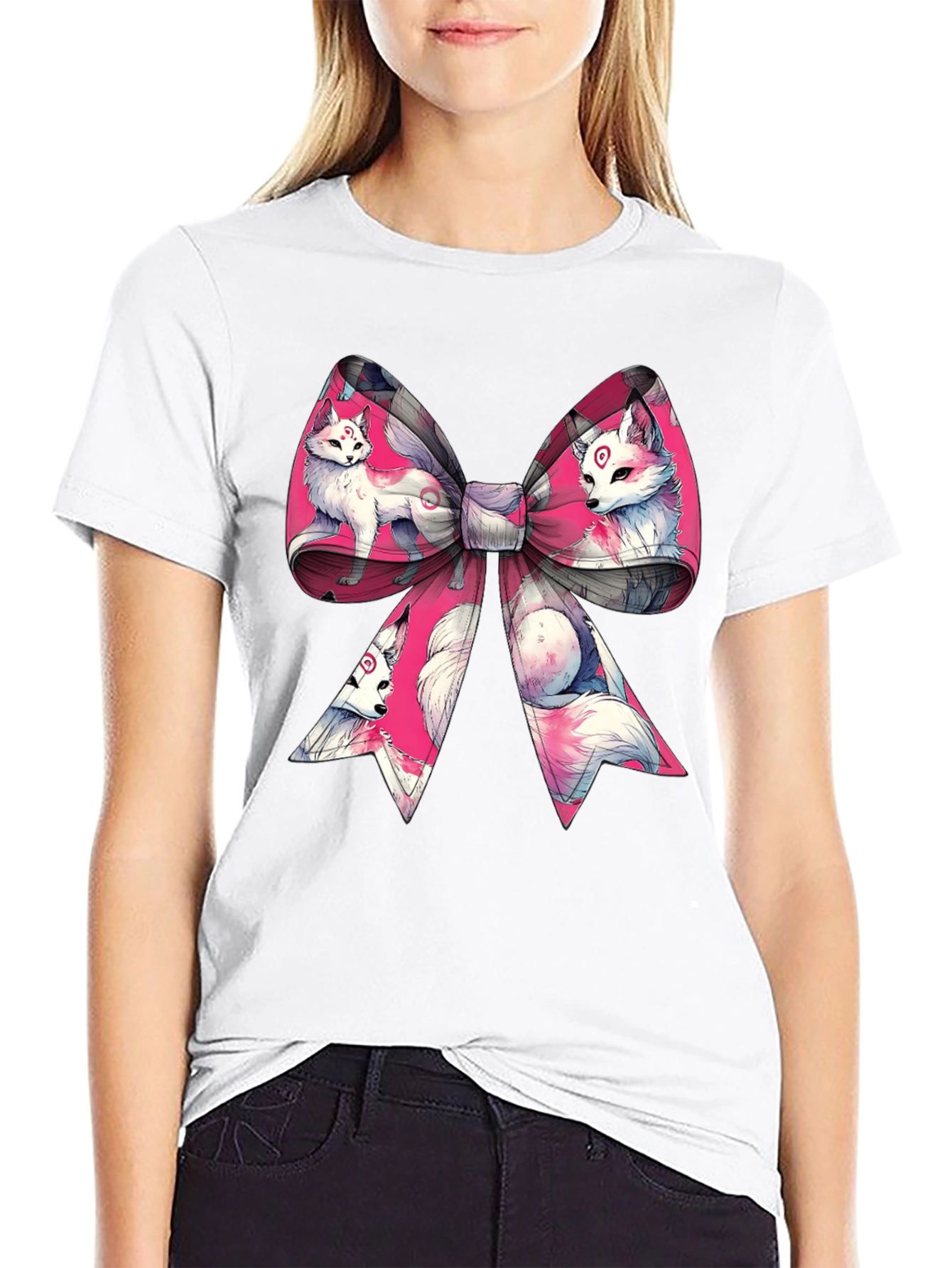 Fox Bow T-Shirt - Anime Style