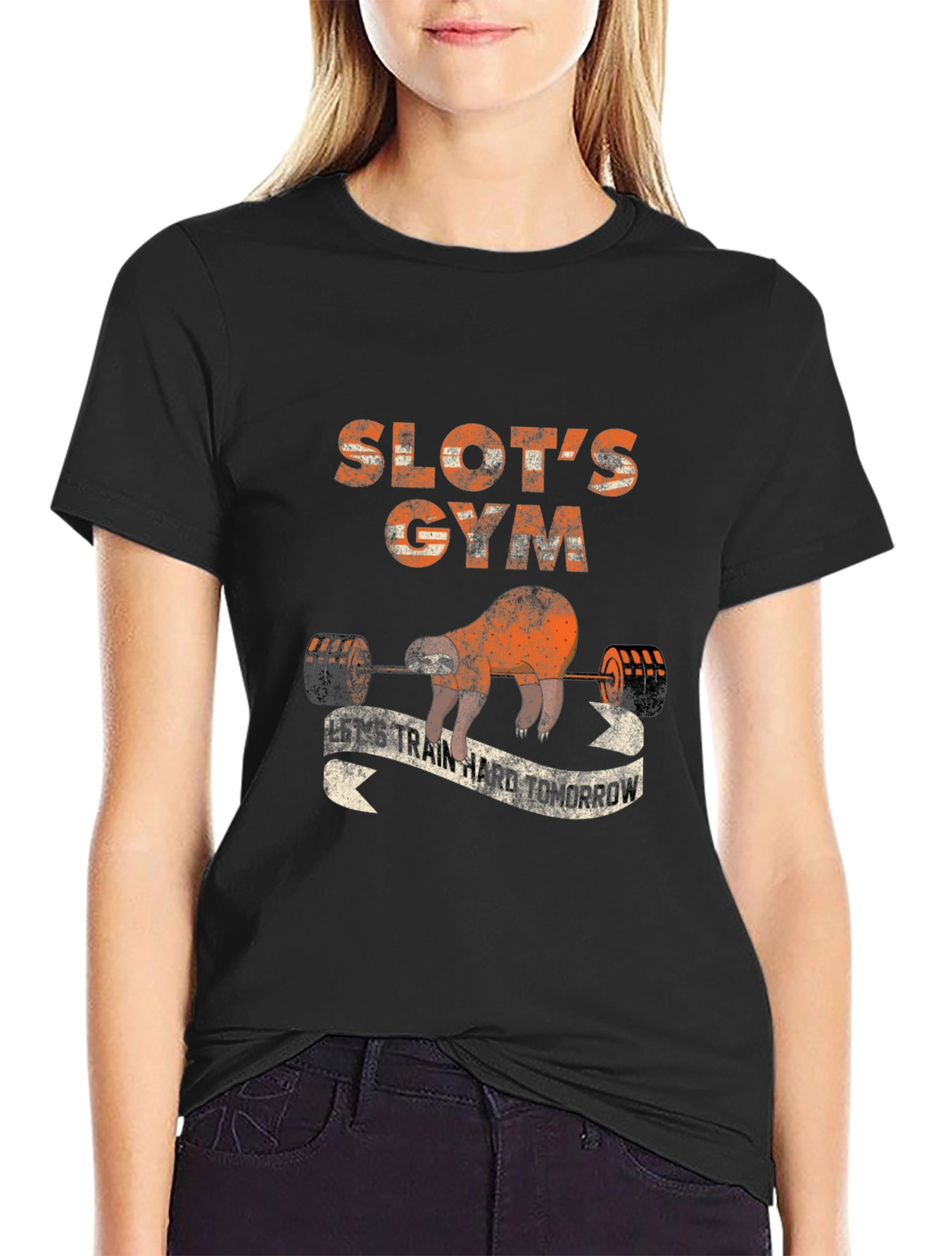 Sloths Gym Black Graphic T-Shirt