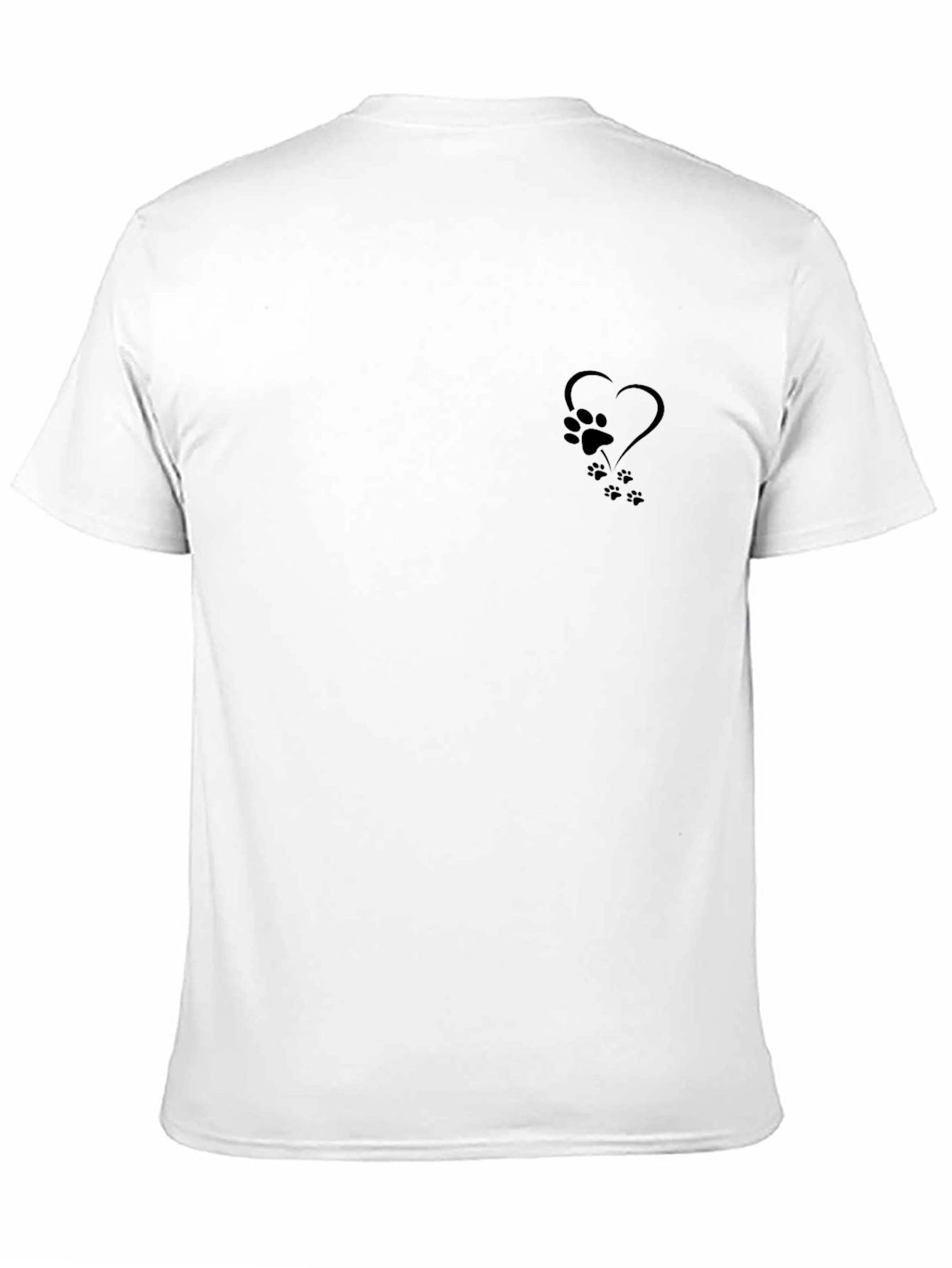 Black Paw Print Heart T-Shirt