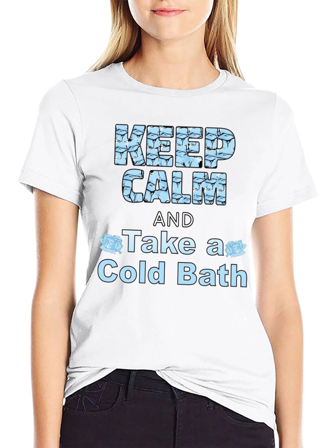 Keep Calm Cold Bath Novelty Graphic T-Shirt