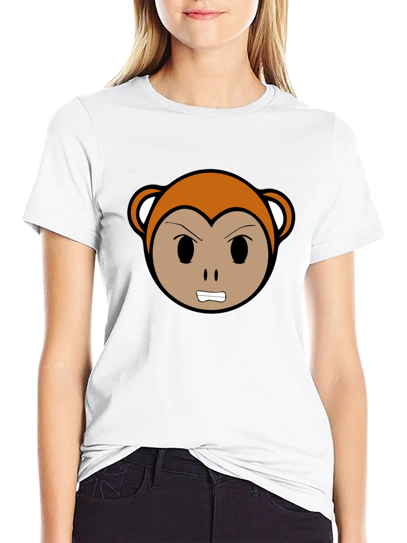 Angry Monkey Cartoon Black T-Shirt
