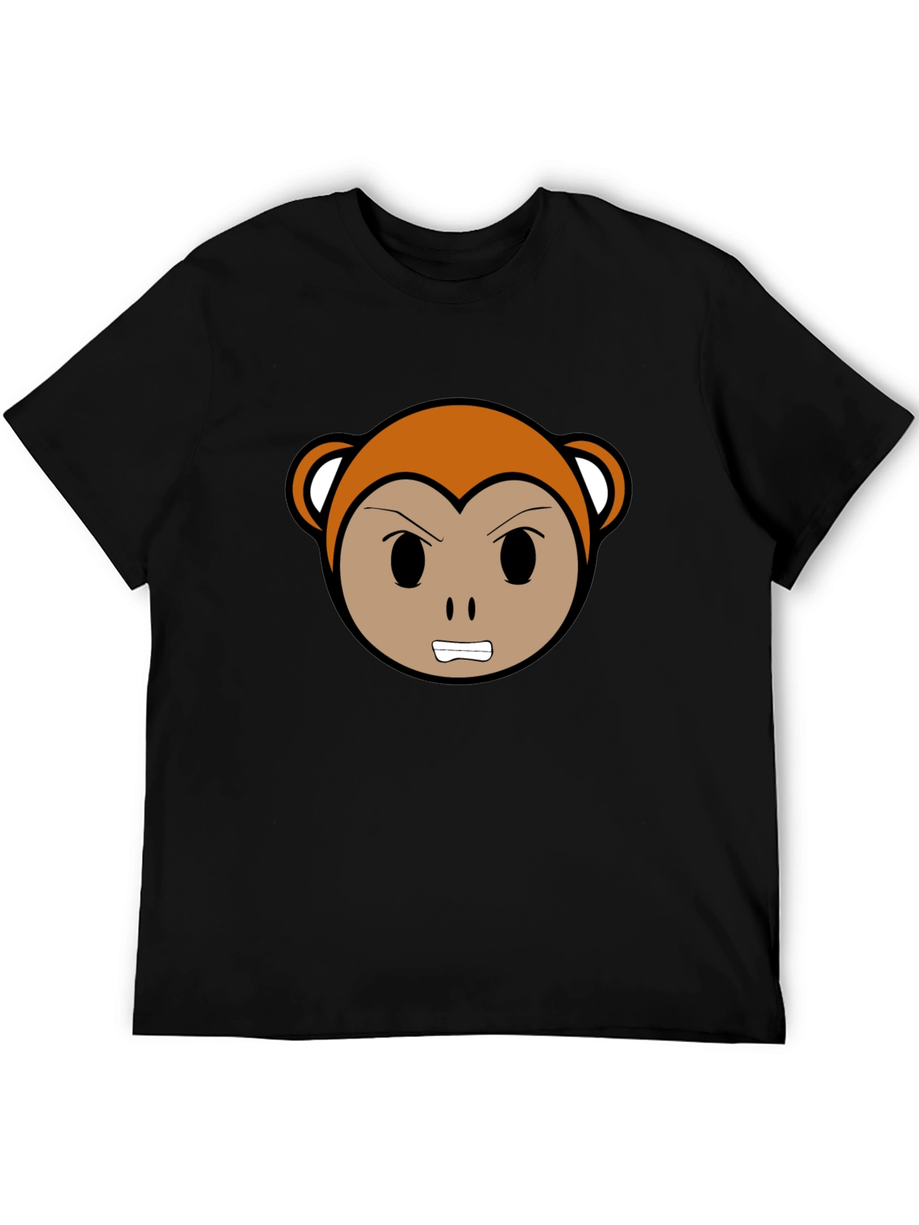 Angry Monkey Cartoon Black T-Shirt
