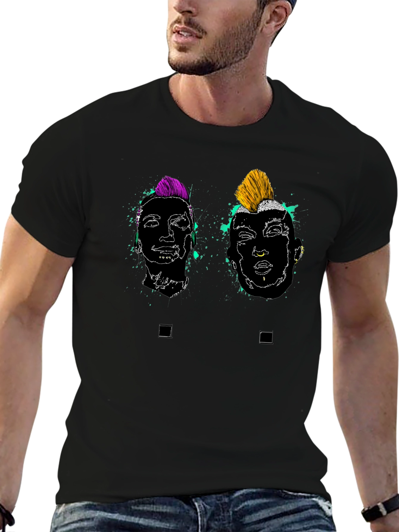 Punk Rock Art Black Graphic Tee
