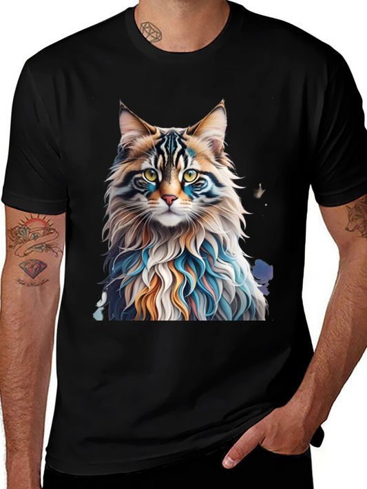 Artistic Cat Graphic Tee - Unique Design