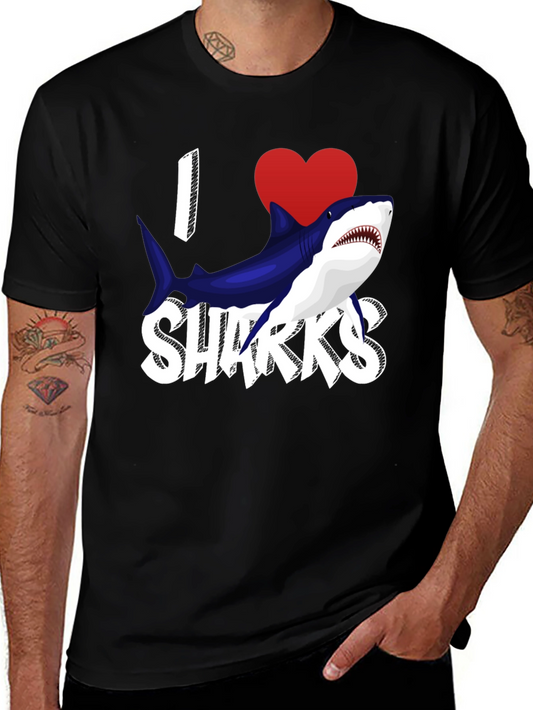 I Heart Sharks Graphic T-Shirt - Black