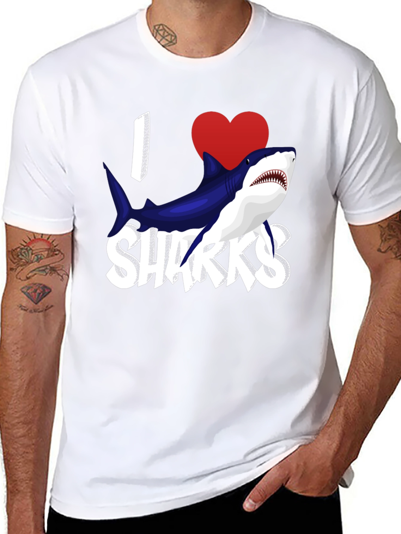 I Heart Sharks Graphic T-Shirt - Black
