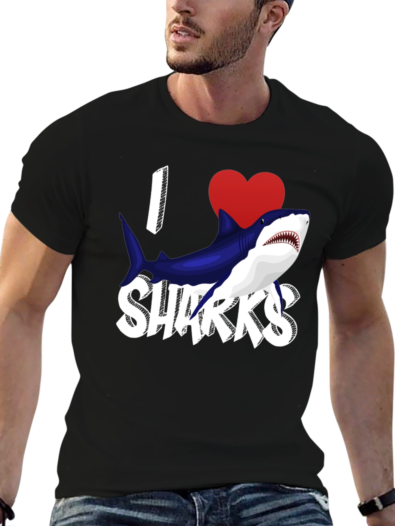 I Heart Sharks Graphic T-Shirt - Black