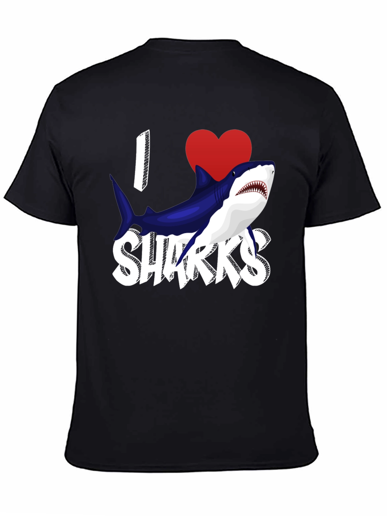 I Heart Sharks Graphic T-Shirt - Black