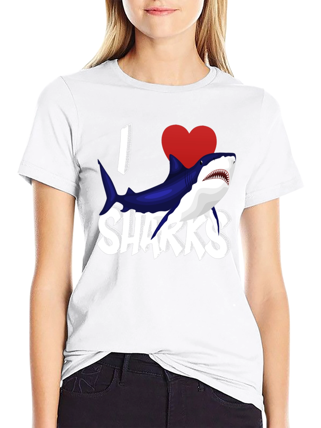 I Heart Sharks Graphic T-Shirt - Black