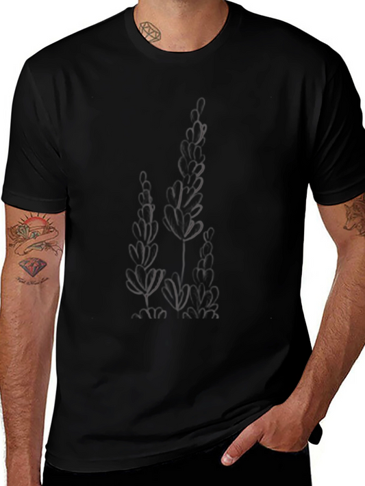 Mens Black Graphic Tee - Subtle Design