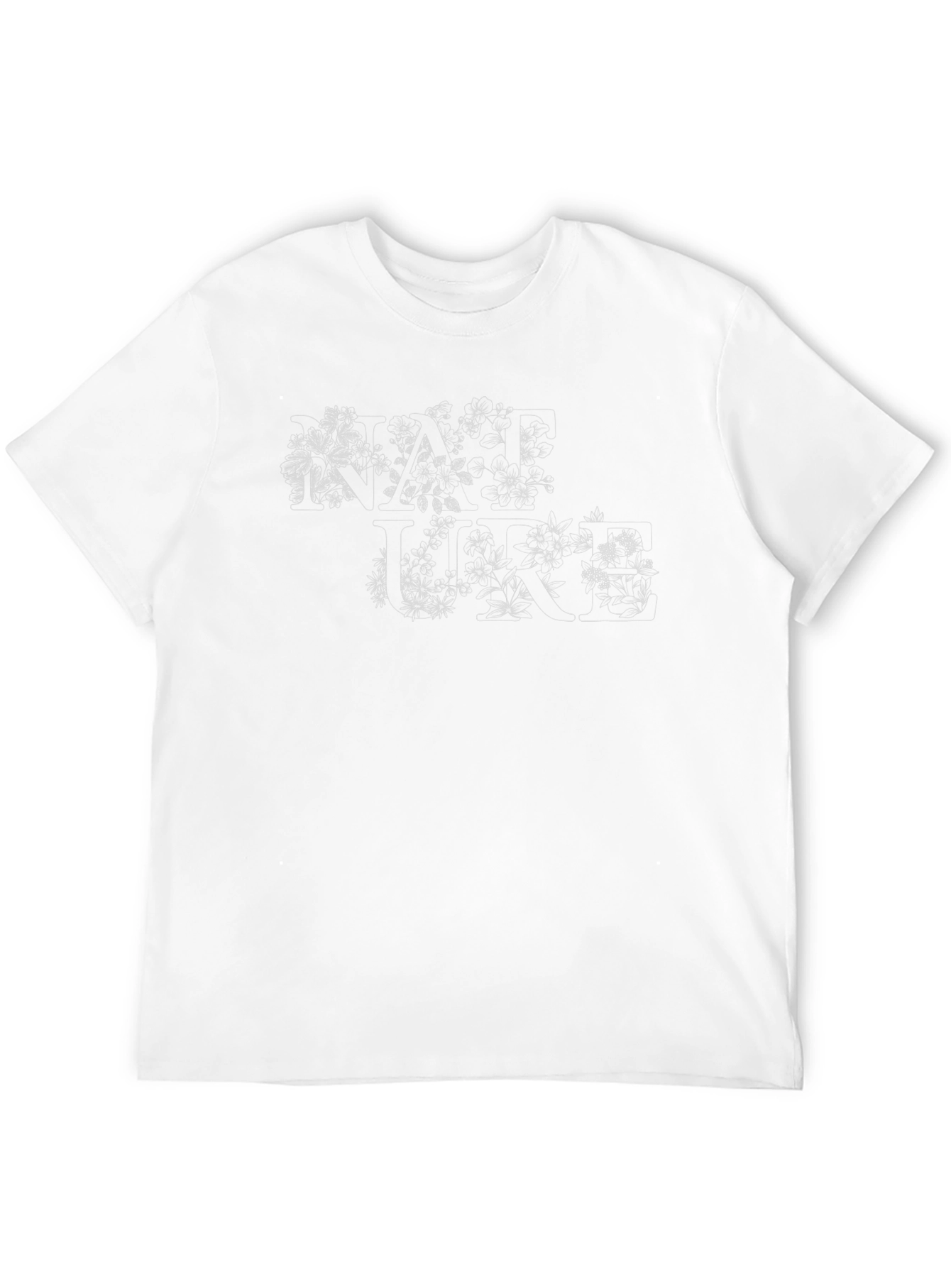 Mens Black Cotton T-Shirt with Floral Lettering