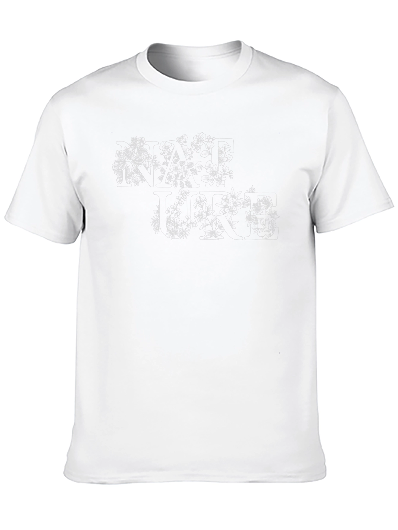 Mens Black Cotton T-Shirt with Floral Lettering
