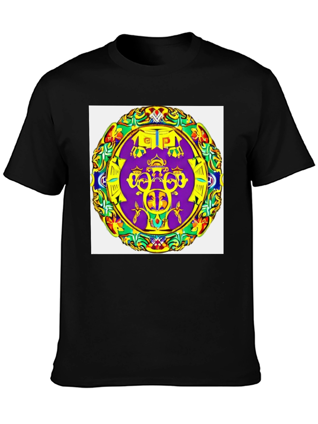Abstract Mandala Graphic Tee - Black Cotton T-Shirt