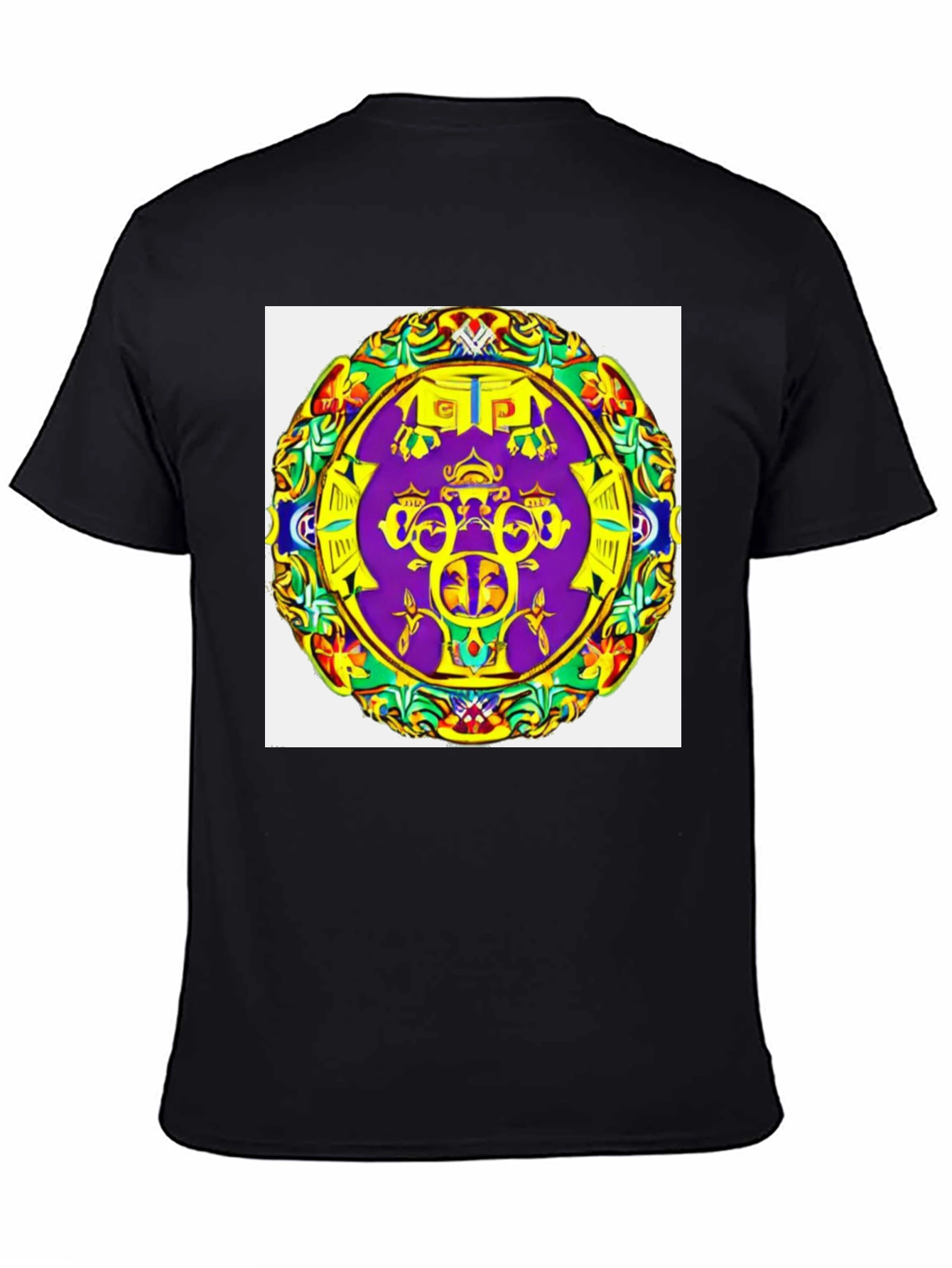Abstract Mandala Graphic Tee - Black Cotton T-Shirt