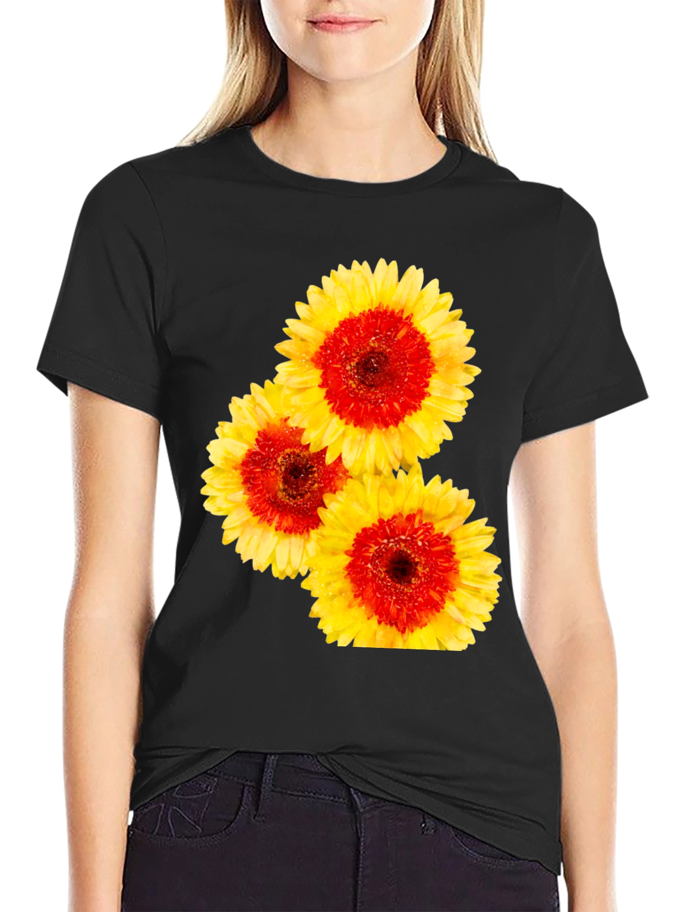 Floral Print Crew Neck Tee