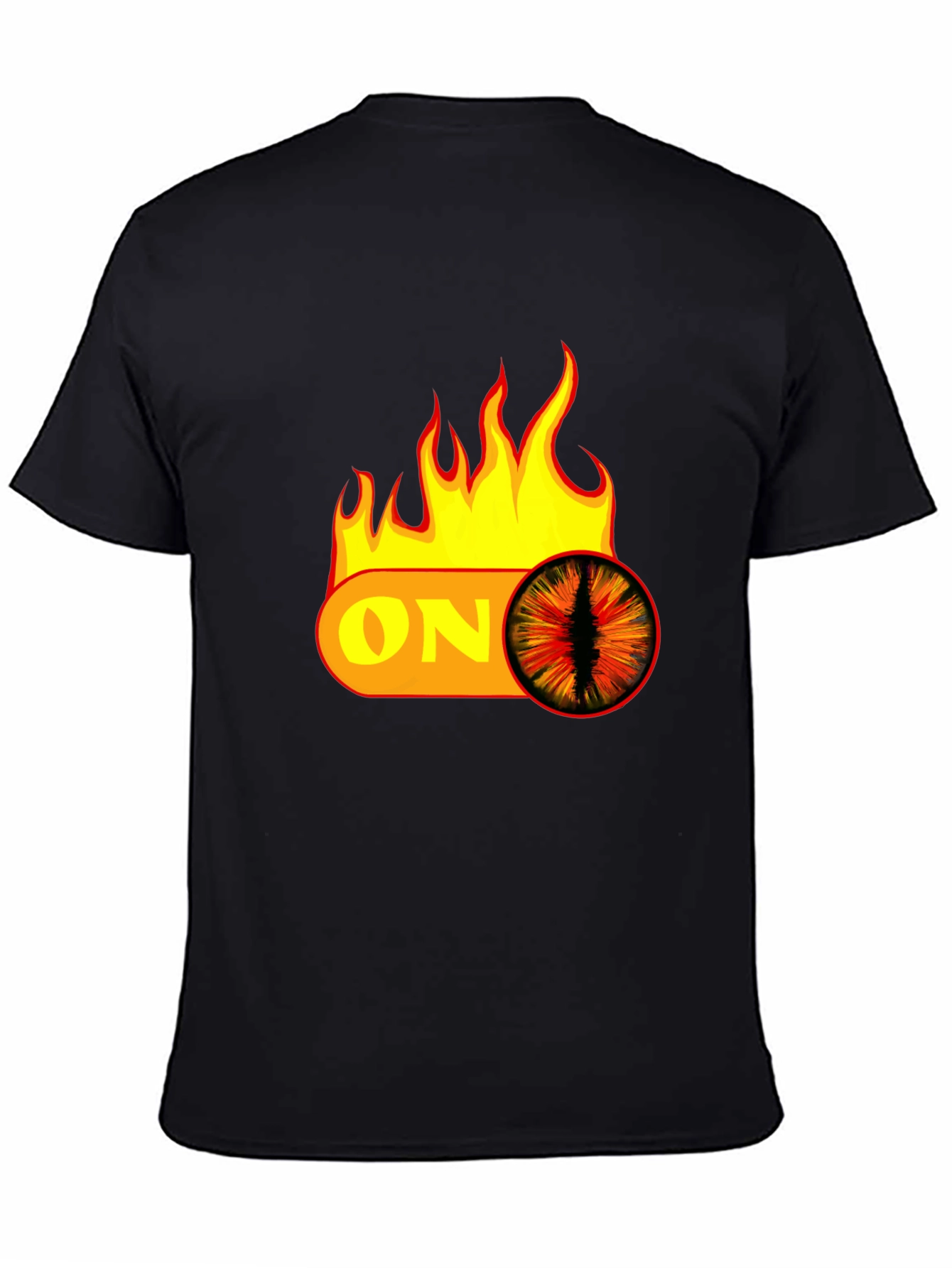 Fiery Eye ON Graphic Black T-Shirt