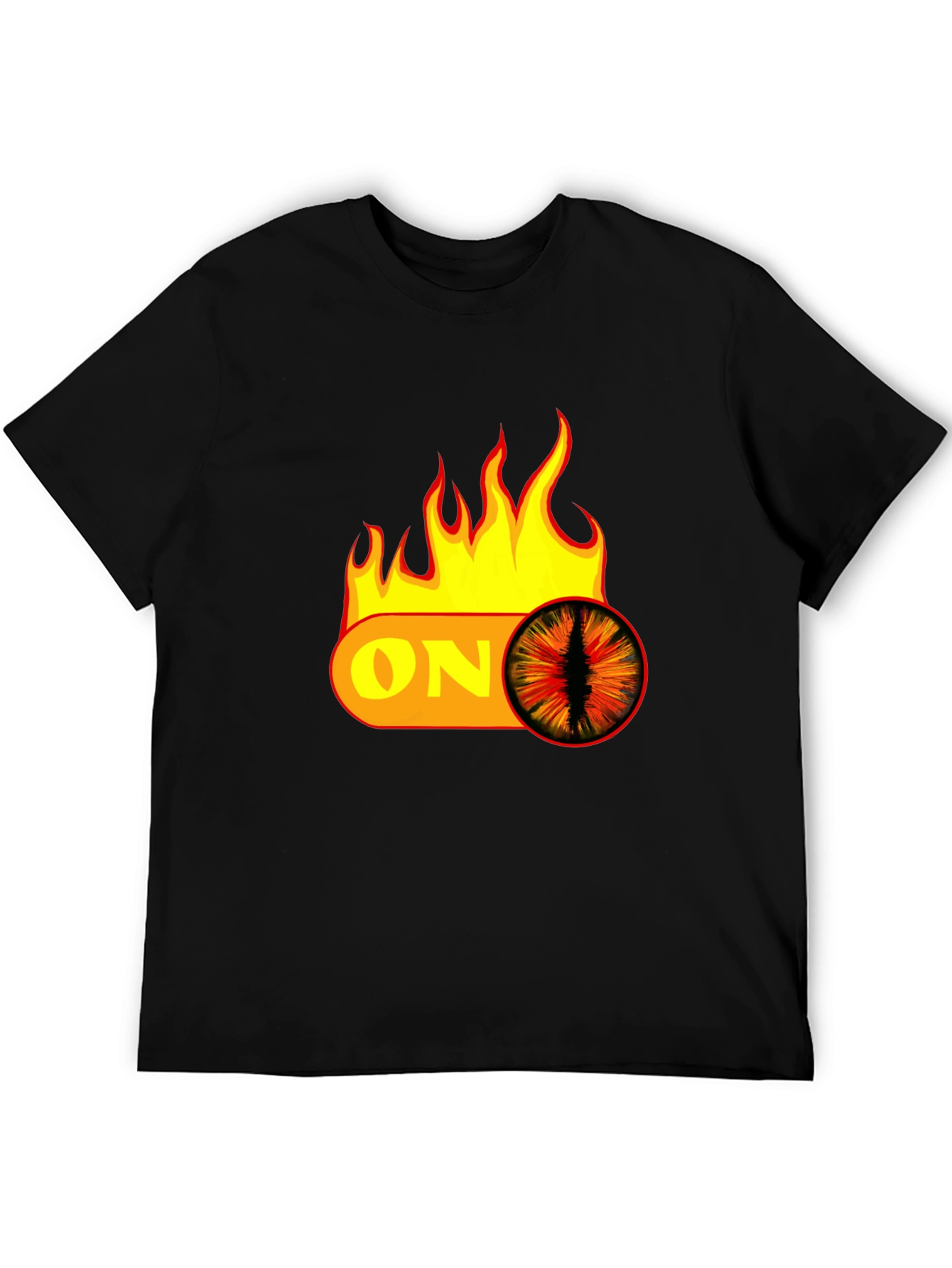 Fiery Eye ON Graphic Black T-Shirt