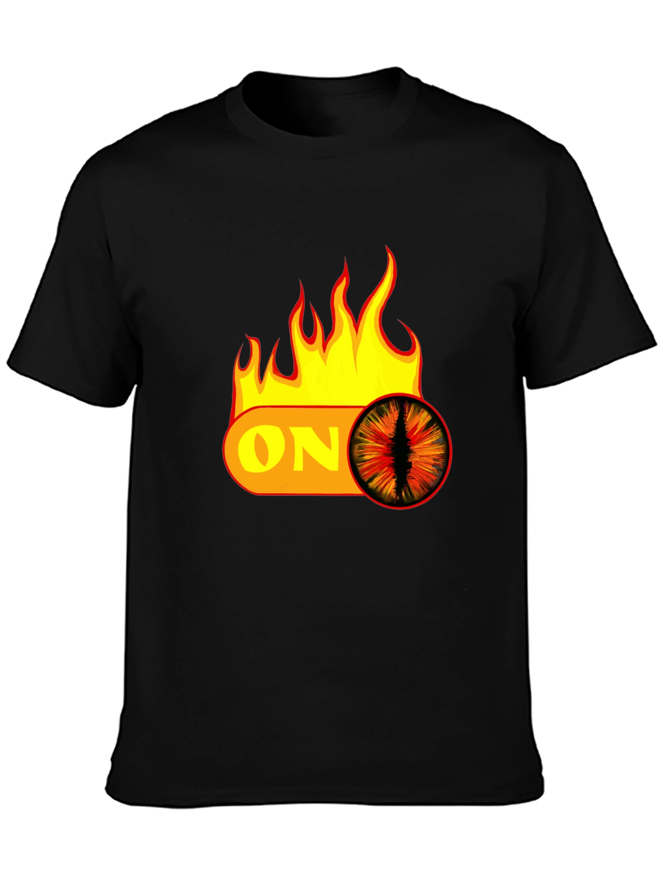 Fiery Eye ON Graphic Black T-Shirt