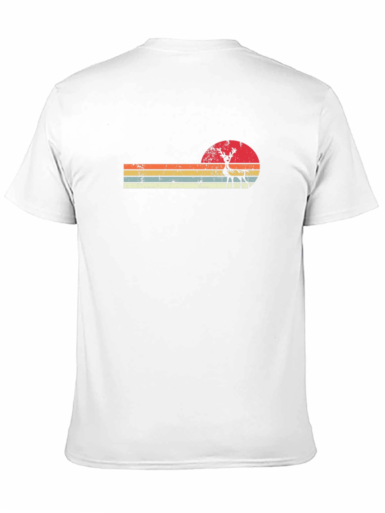 Retro Sunset Deer Graphic Tee - Black