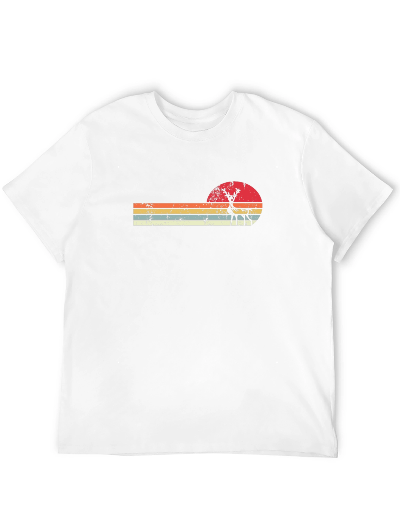Retro Sunset Deer Graphic Tee - Black