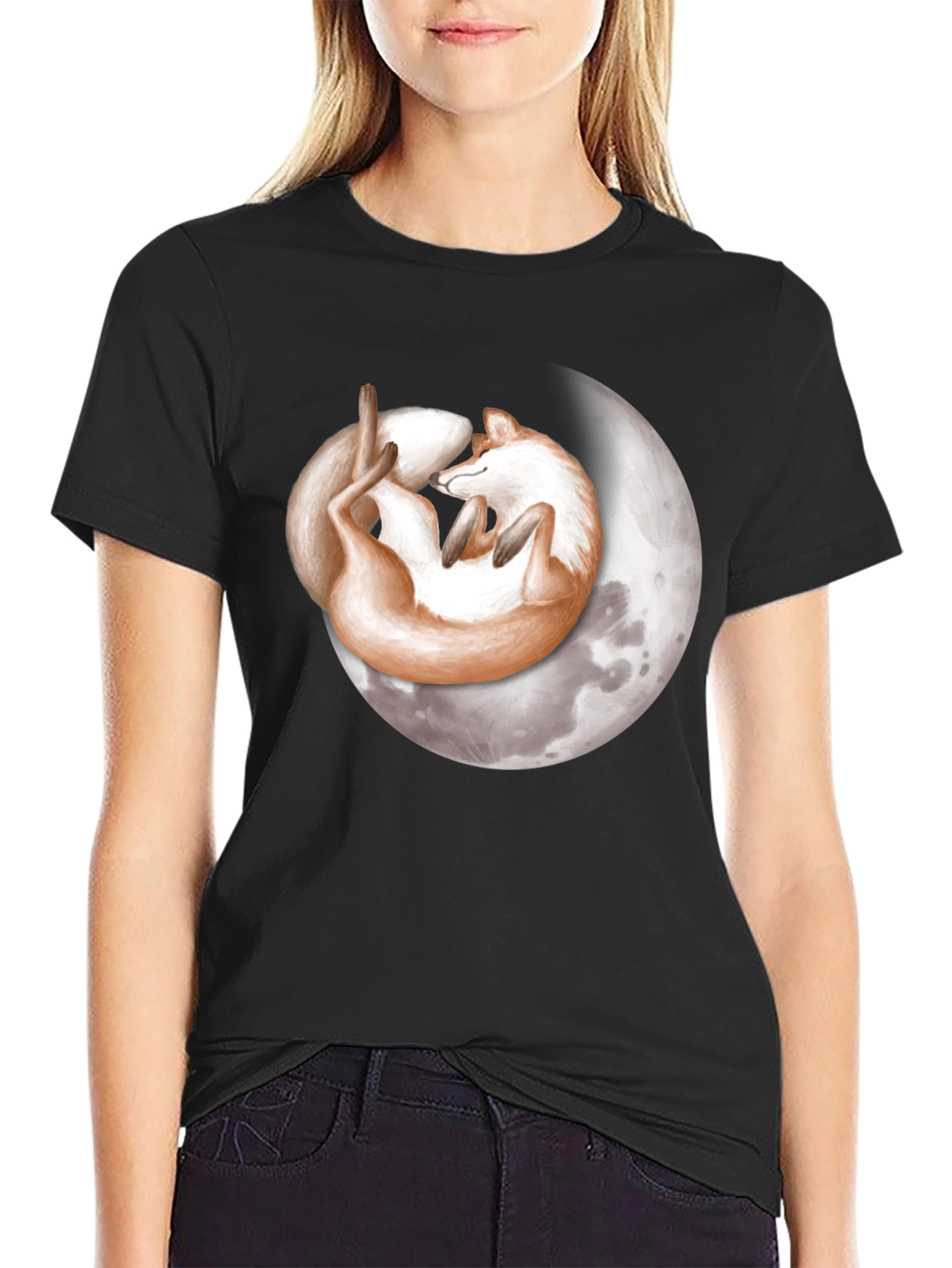 Dreamy Fox Moon Graphic T-Shirt