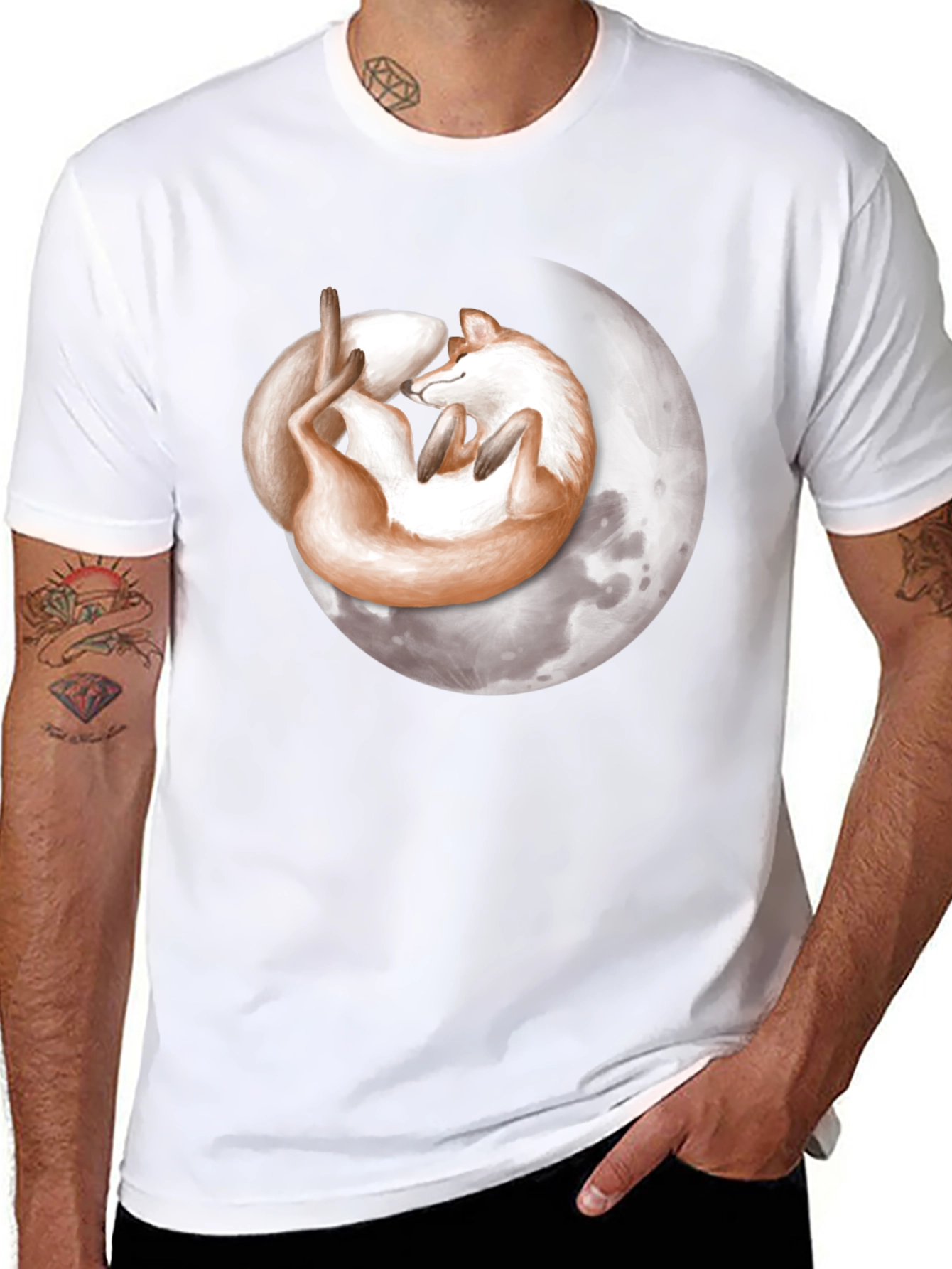 Dreamy Fox Moon Graphic T-Shirt