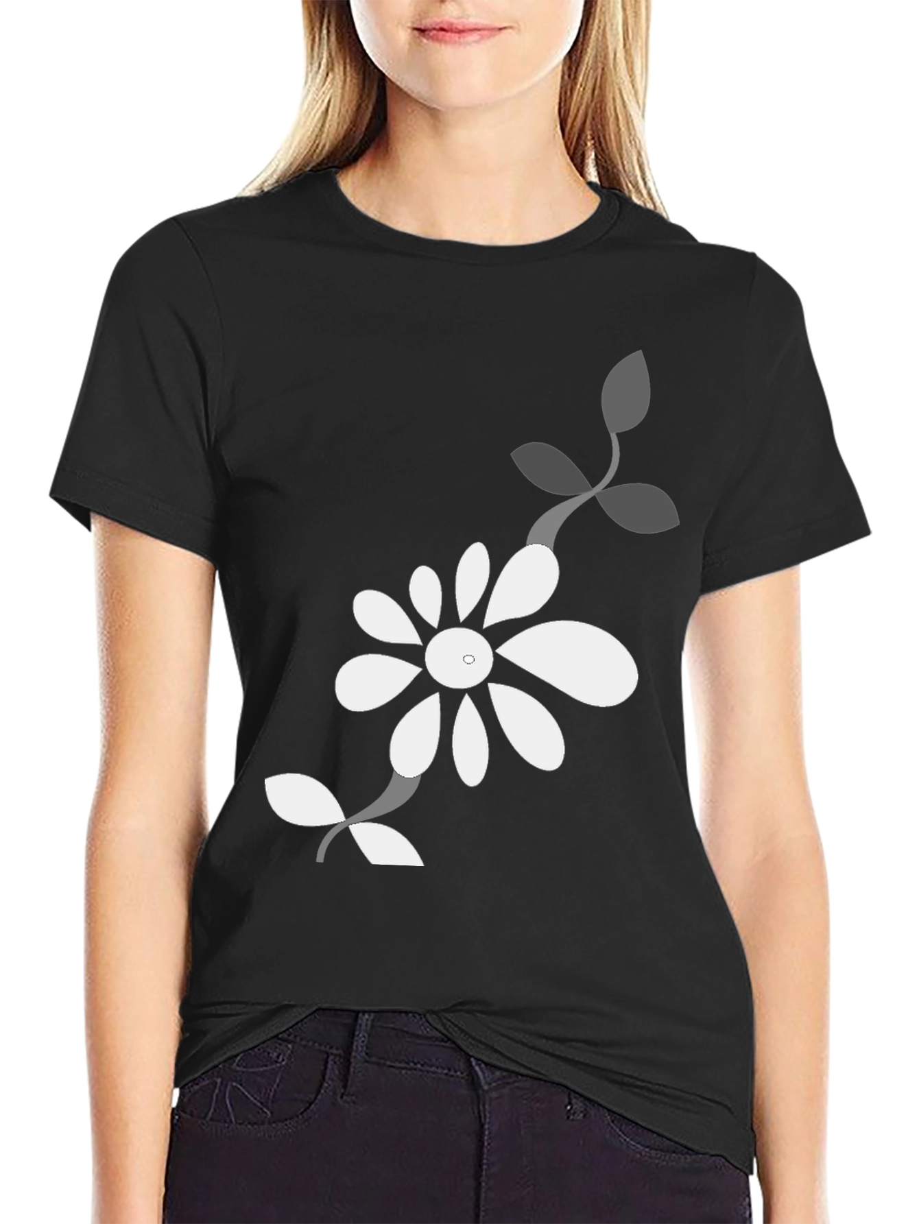Black Floral Graphic Tee for Men