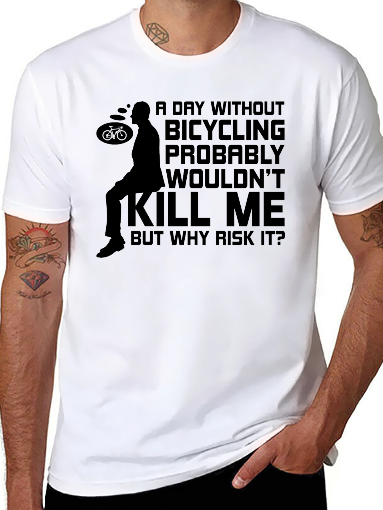Bicycling Humor T-Shirt - Why Risk It?