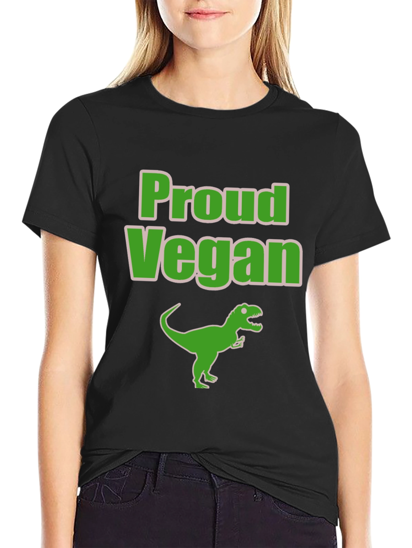 Proud Vegan Dinosaur T-Shirt - Black
