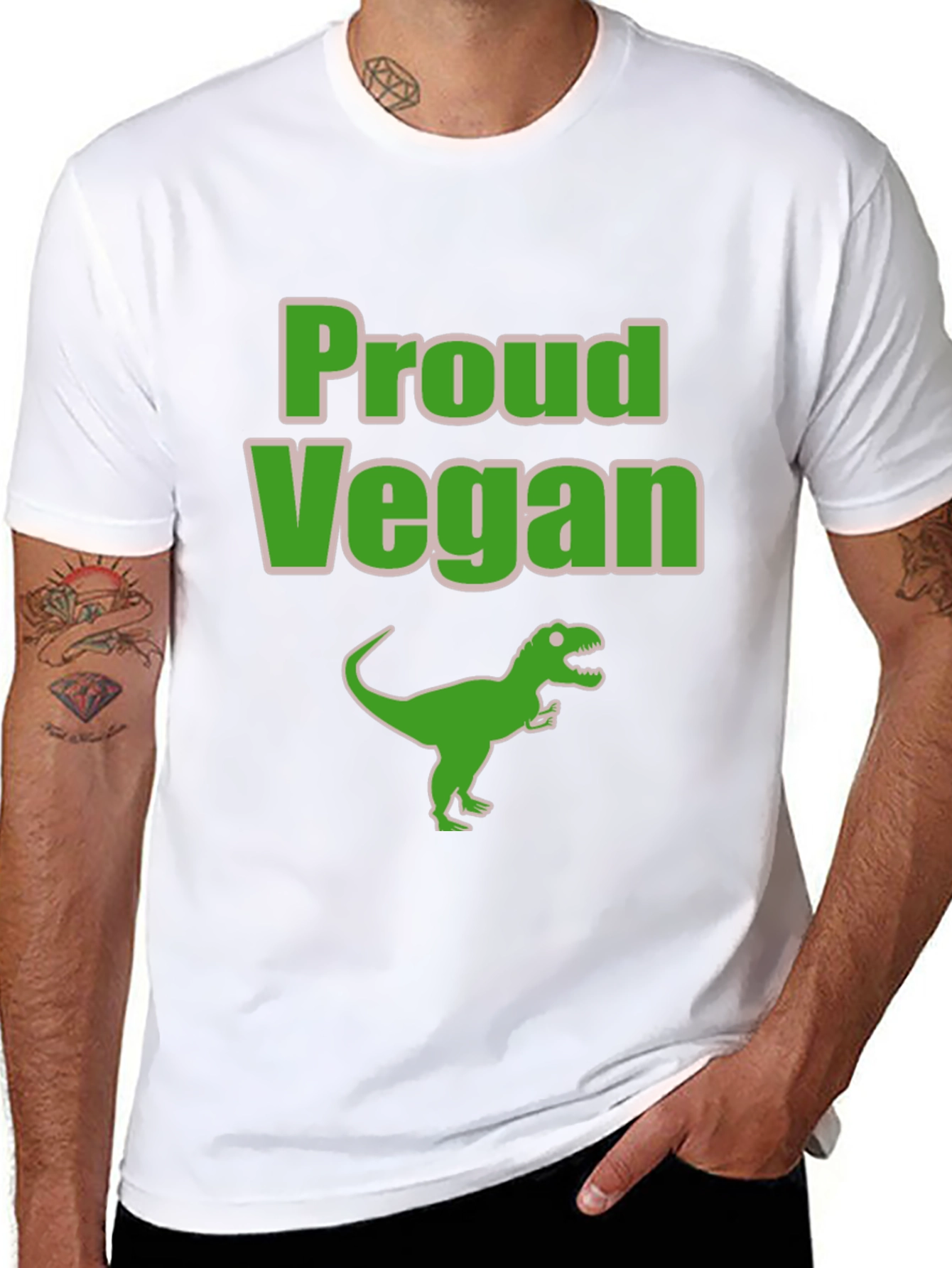 Proud Vegan Dinosaur T-Shirt - Black