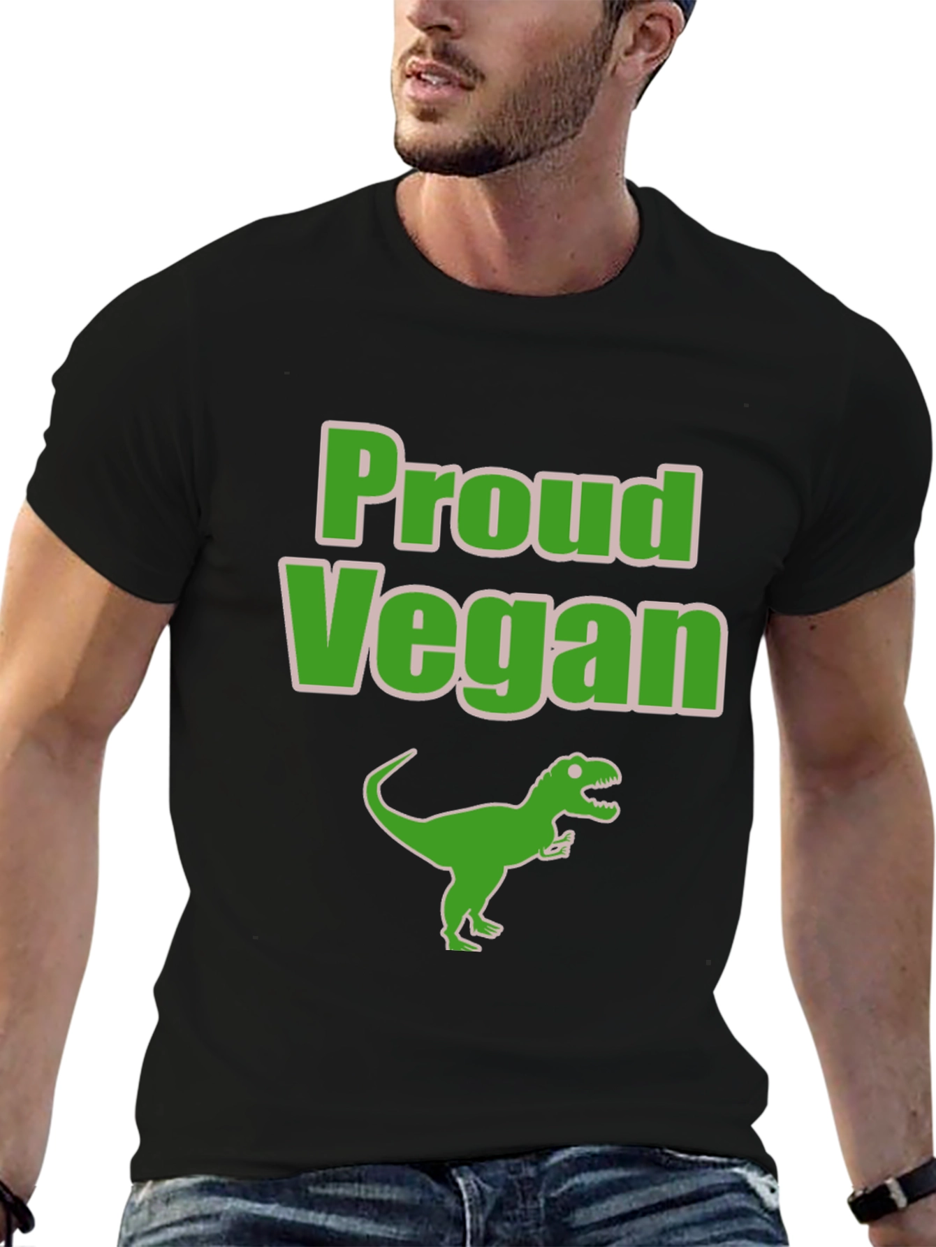 Proud Vegan Dinosaur T-Shirt - Black