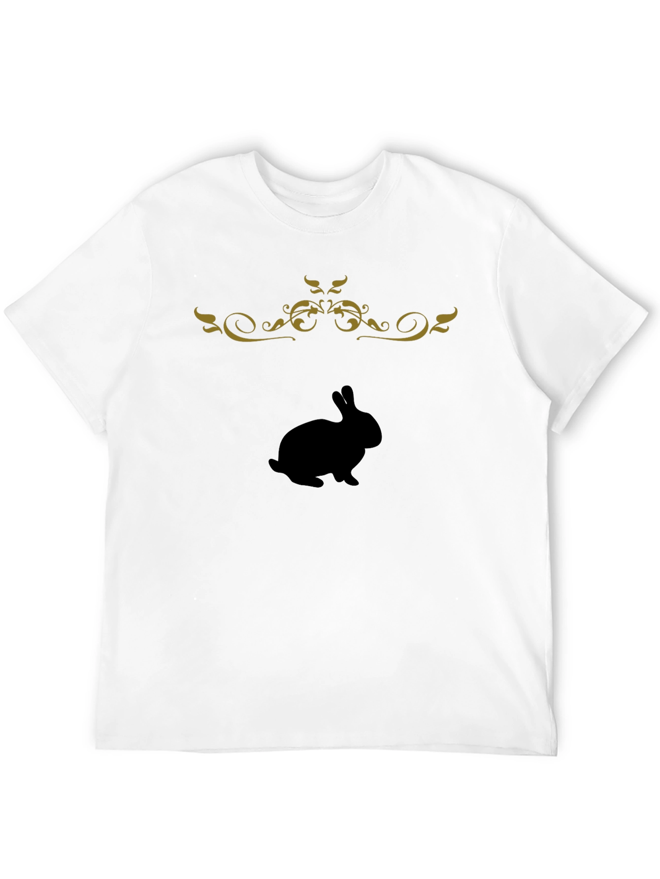 Black T-Shirt with Bunny & Floral Design