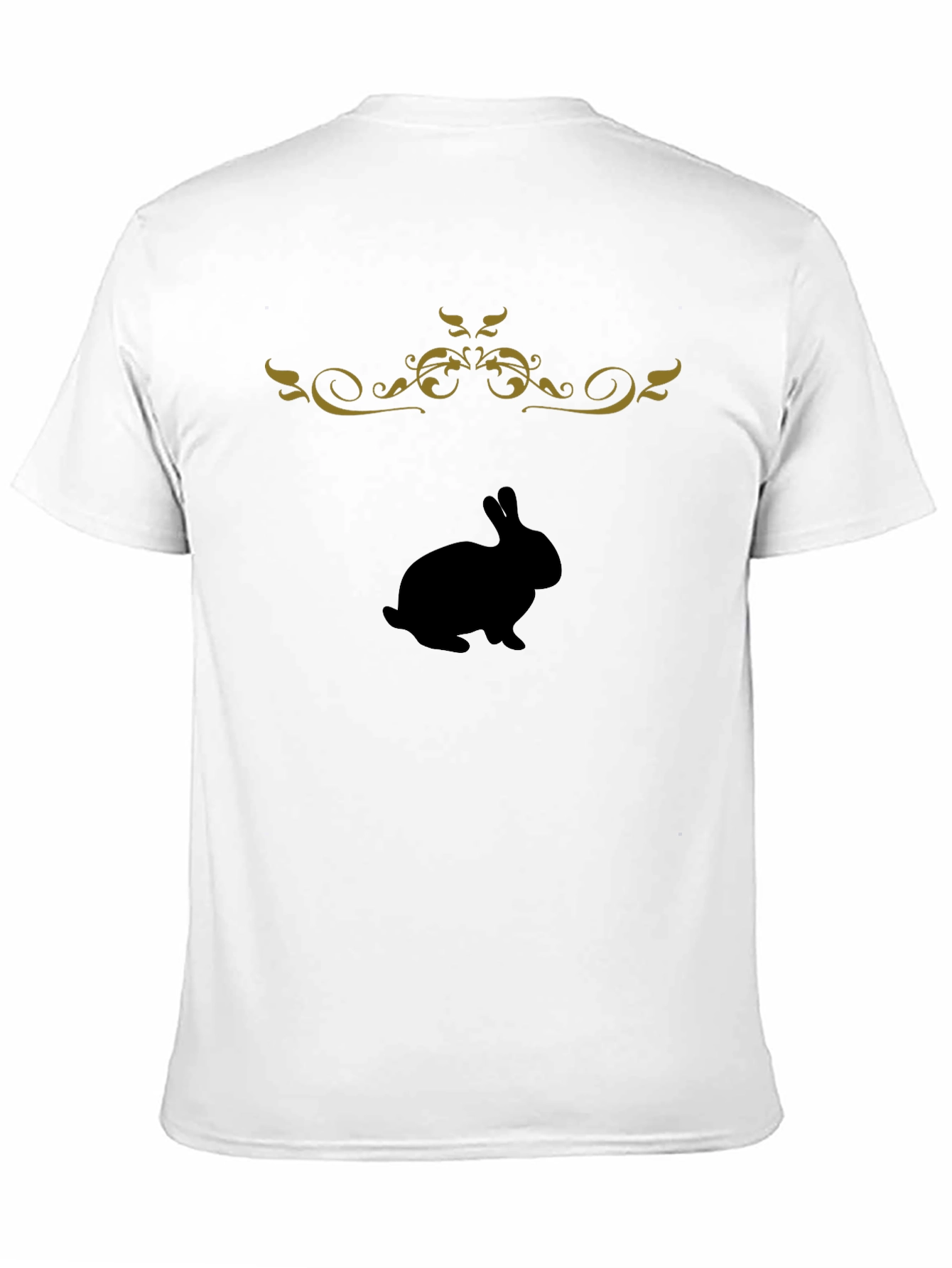 Black T-Shirt with Bunny & Floral Design
