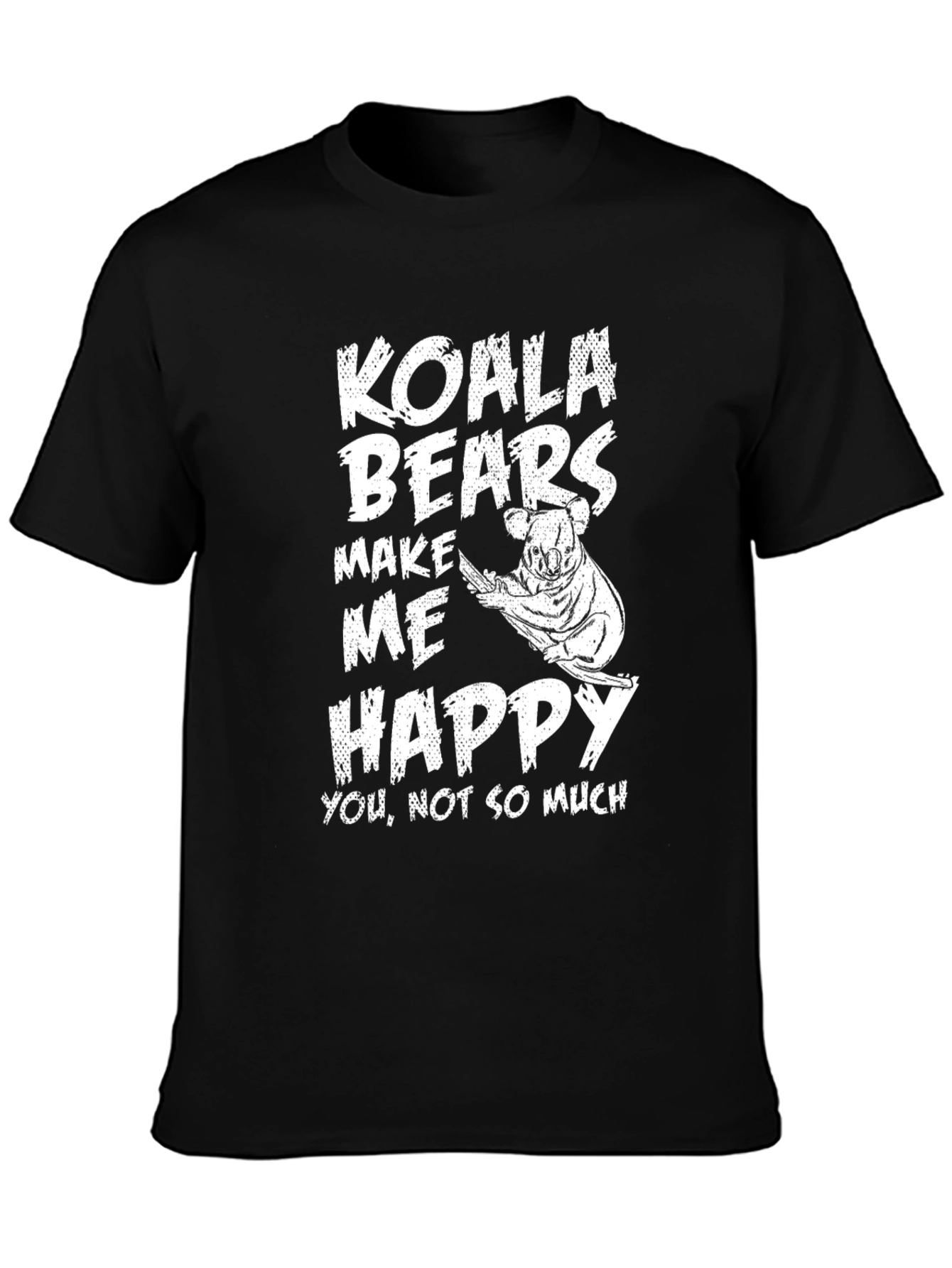 Koala Bears Make Me Happy Black Graphic Tee