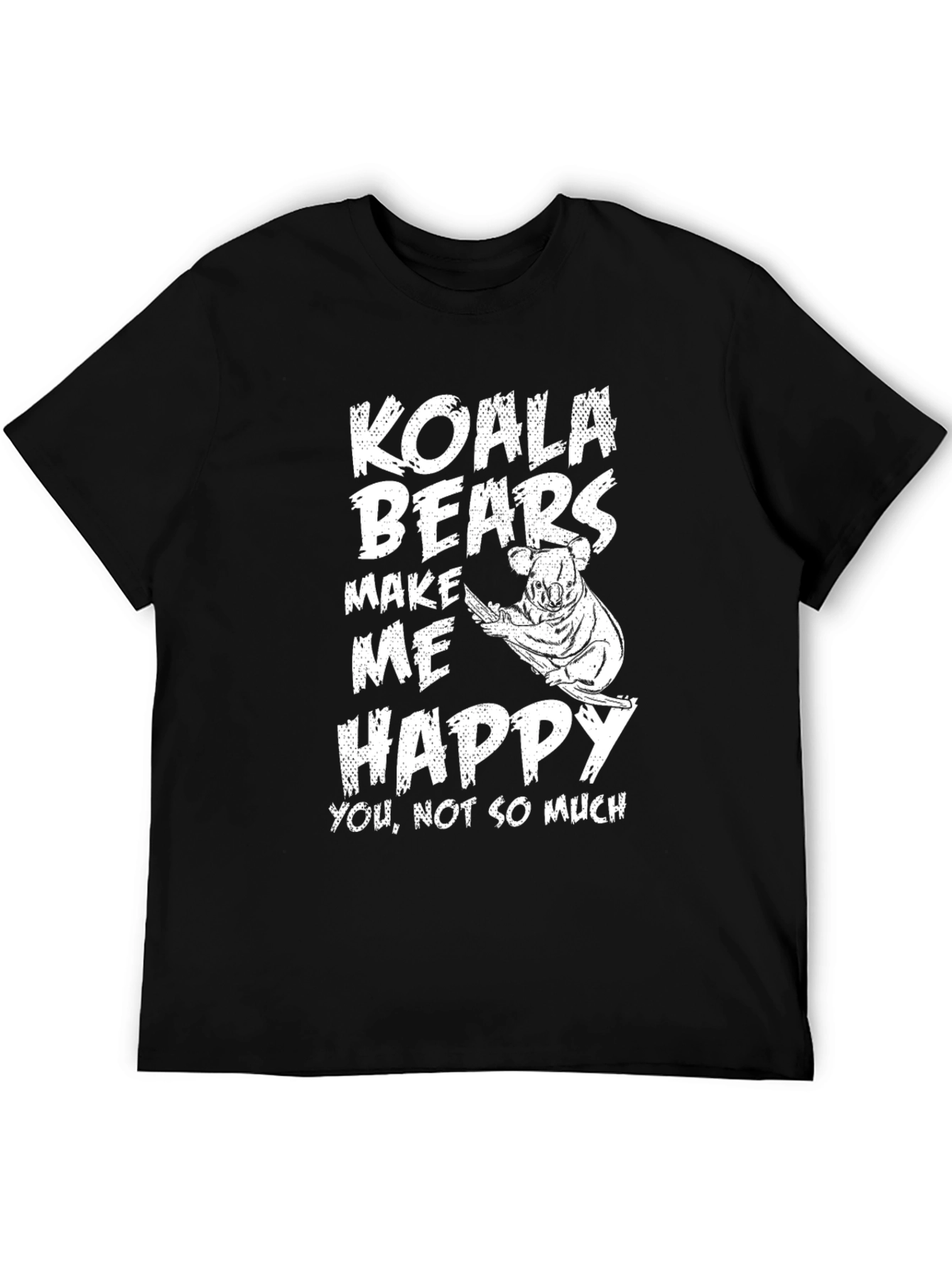 Koala Bears Make Me Happy Black Graphic Tee