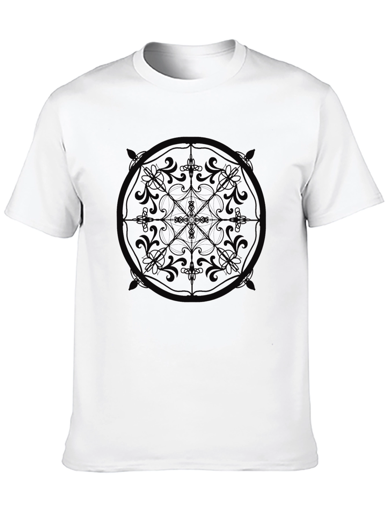Black Graphic Tee - Floral Mandala Print